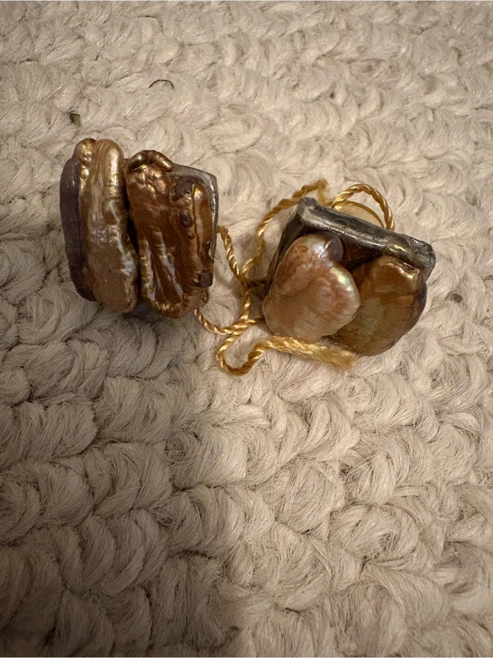 Baroque Pearl Cluster Drop Earrings in Gold-Toned and Bronze new